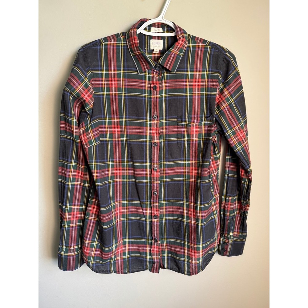 J.Crew Perfect Fit Plaid Button Up Shirt Size Medium Preppy Academic Cottage